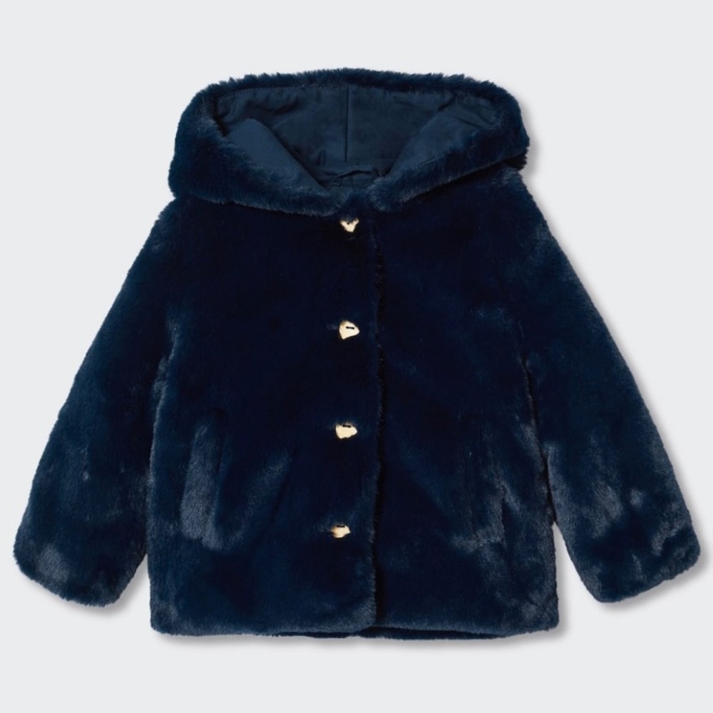 NWT Mango Hooded Faux-fur Coat